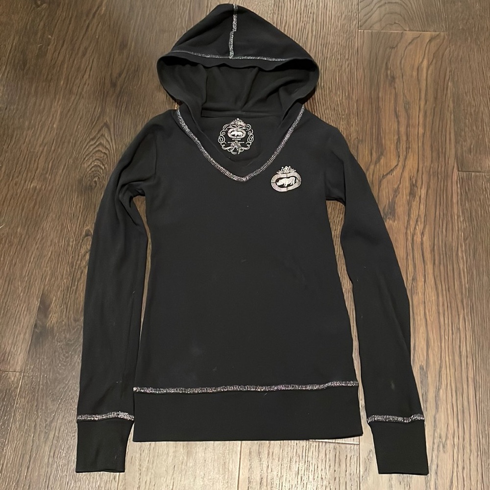 Eckored Hooded Long Sleeve Top